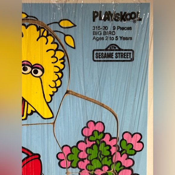 Vintage 1988 PLAYSKOOL Big Bird Wooden PUZZLE Sesame Street Jim Henson 9 Pieces - Picture 2 of 5